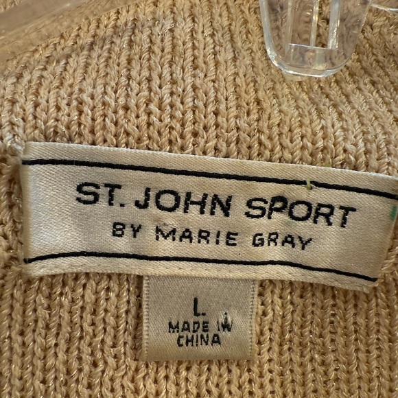 St. John Sport by Marie Gray Animal Print Leather Jacket Vest Sweater Sz. L - Picture 6 of 11